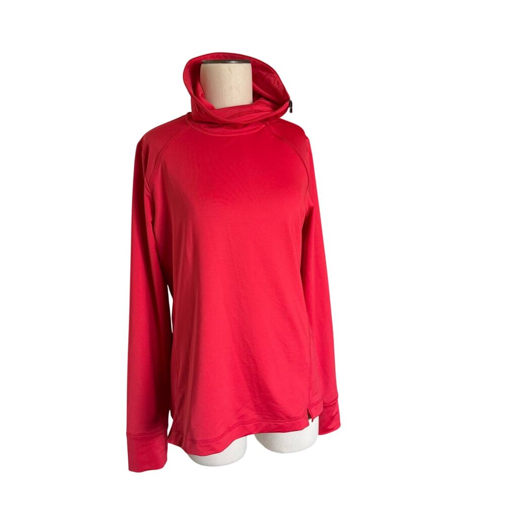 J. Jill Fit Pullover Womens M Cowl Zippered Neck Thumb Holes Performance Active